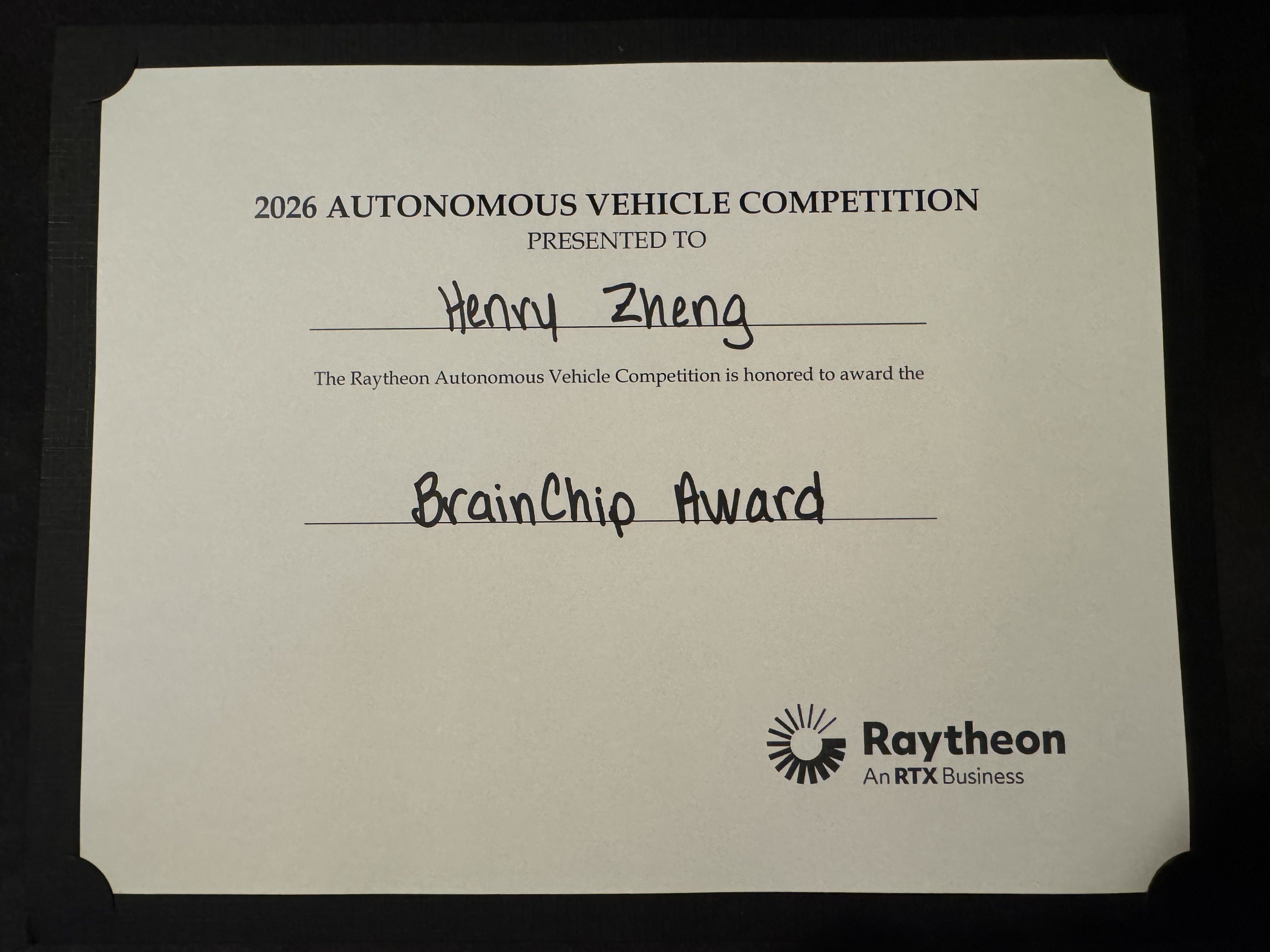Henry Zheng receives the BrainChip individual award